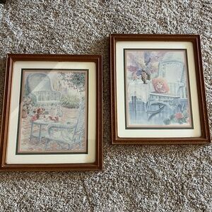 Framed Art Prints with Brown Frames Homco vintage frames